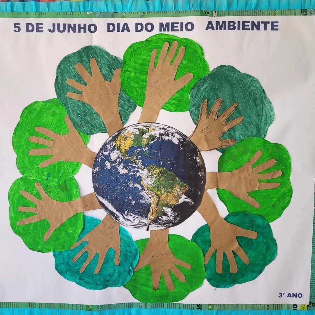 Mural do Dia do Meio Ambiente feito pelo 3º ano